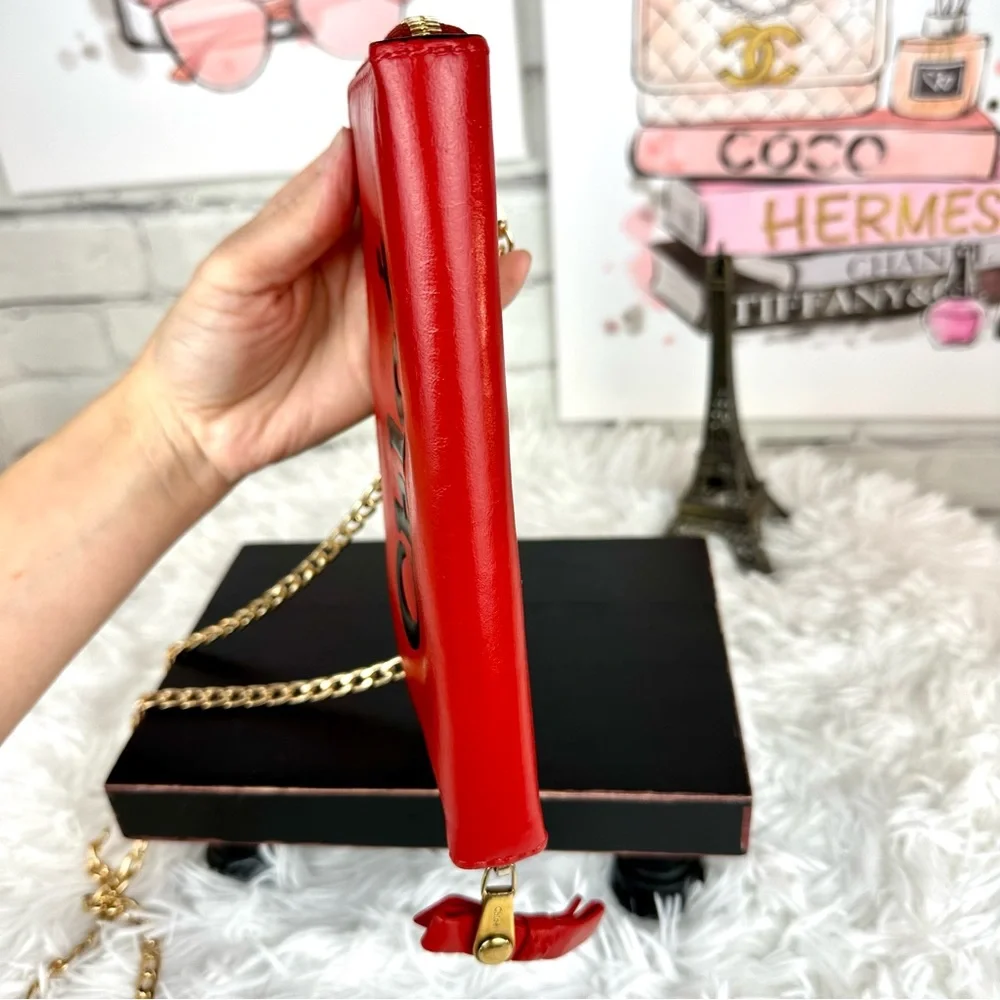 Chloe red leather custom paint crossbody wallet on chain - Picture 3 of 16